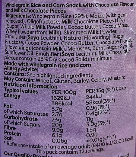 Snack A Jacks Ρυζογκοφρέτες Mε Σοκολάτα 180g