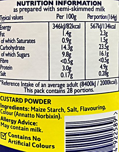 Birds Original Custard Powder 250g