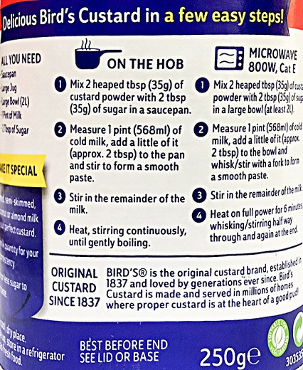 Birds Original Custard Powder 250g