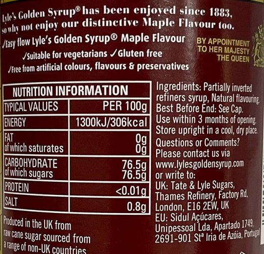 Lyle's Golden Syrup Maple Flavour 454g
