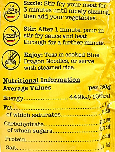 Blue Dragon Chow Mein Stir Fry Sauce 120g