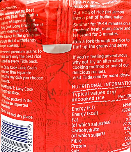Tilda Easy Cook Long Grain Rice 500g