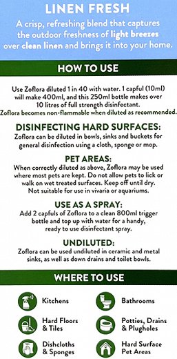 Zoflora Linen Fresh Disinfectant Liquid 250ml