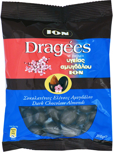 Ion Dragees Dark Chocolate Almonds 200g