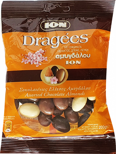 Ion Dragees Assorted Chocolate Almonds 200g