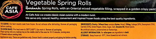 Cafe Asia Vegetable Spring Rolls 20Pcs 400g