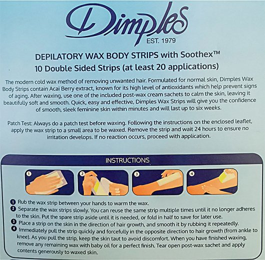 Dimples Ταινίες Κρύο Κερί Για Σώμα Με Κανονικό Δέρμα 20Τεμ