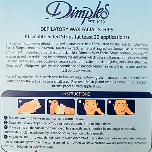 Dimples Ταινίες Κρύο Κερί Για Πρόσωπο Με Ευαίσθητο Δέρμα 20Τεμ