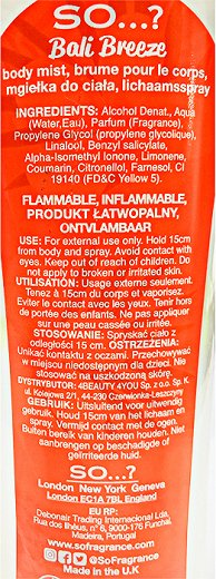 So Bali Breeze Body Mist 200ml