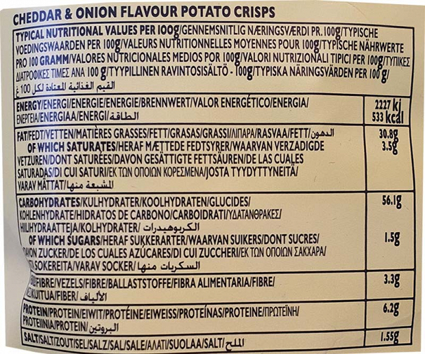 Pipers Lye Cross Cheddar & Onion Crisps 150g