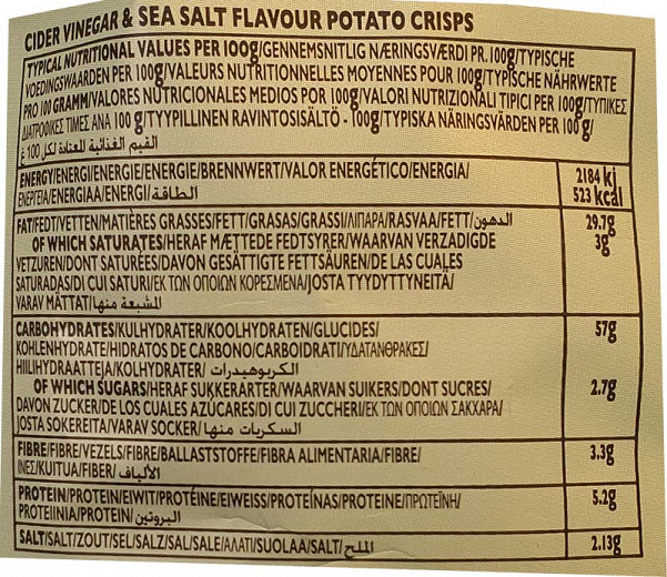 Pipers Burrow Hill Coder Vinegar & Sea Salt Crisps 150g