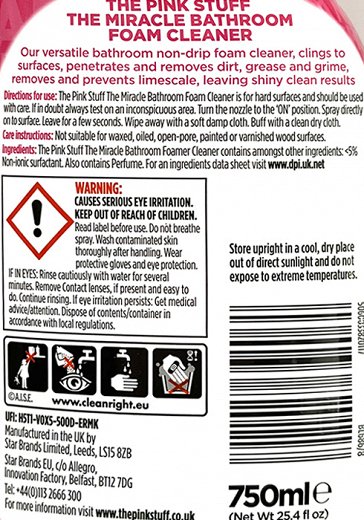 The Pink Stuff Miracle Bathroom Foam Cleaner Spray 750ml