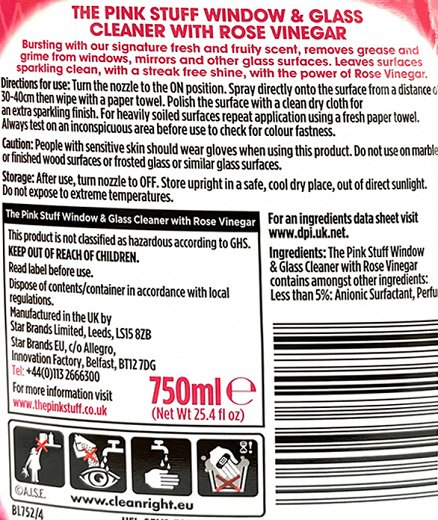 The Pink Stuff Miracle Window & Glass Cleaner Spray 750ml