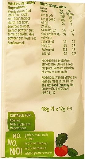 Kiddylicious Finger Food Veggie Straws Gluten Free 4x12g