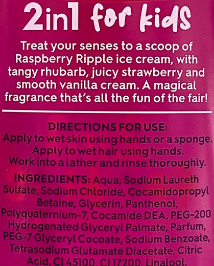 Astonish 2 In 1 For Kids Hair & Body Wash Raspeberry Ripple 400ml