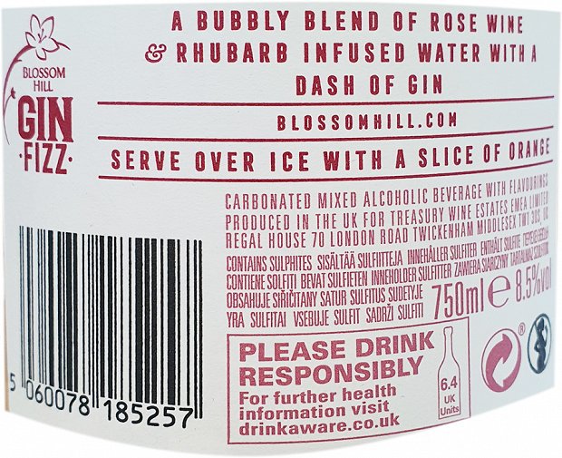 Blossom Hill Gin Fizz Rhubard 750ml