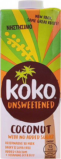 Koko Dairy Free Unsweetened Ρόφημα Καρύδας 1L