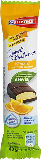 Γιώτης Sweet & Balance Σοκολάτα Πορτοκάλι Με Stevia 40g