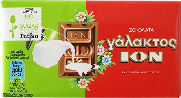 Ion Milk Chocolate With Stevia Gluten Free 60g