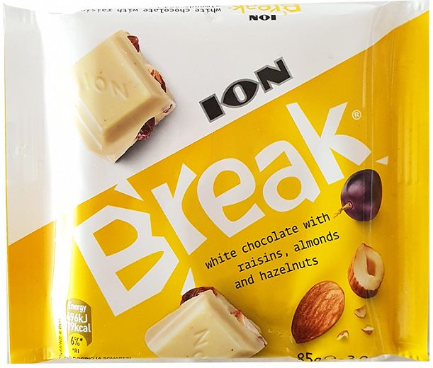 Ion Break White Chocolate With Raisins Almonds Hazelnuts 85g
