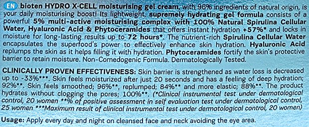 Bioten Hydro X-Cell Moisturizing Gel Cream For Normal/Combination Skin 50ml