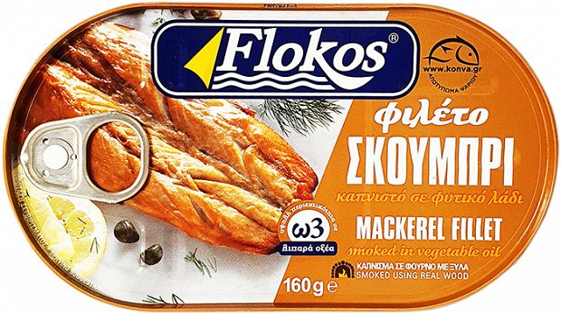 Flokos Mackerel Fillet Smoked In Vegetable Oil 160g