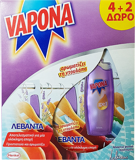 Vapona Aromatic Gel Lavender 4+2Pcs