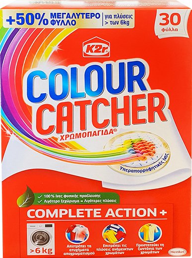 K 2r Complete Action Colour Catcher 50% Larger Sheet 30Pcs