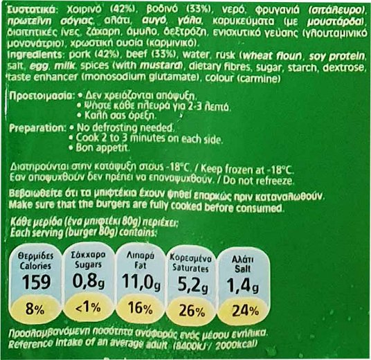 Γρηγορίου Μπιφτέκια 6Τεμ 480g