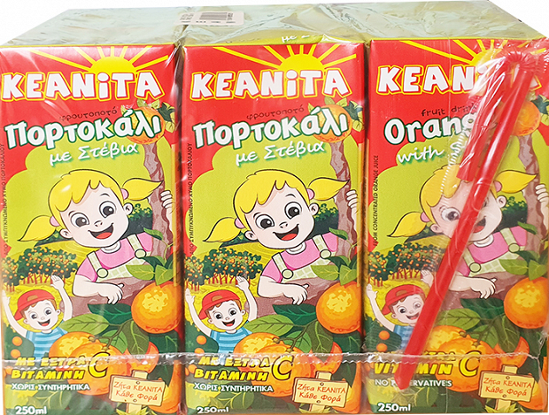 Keanita Orange Juice With Stevia 9X250ml