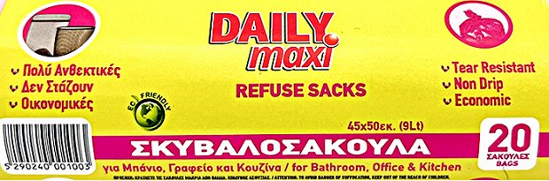 Daily Max Dustbin Bags Pink 45X50 9L 20Pcs