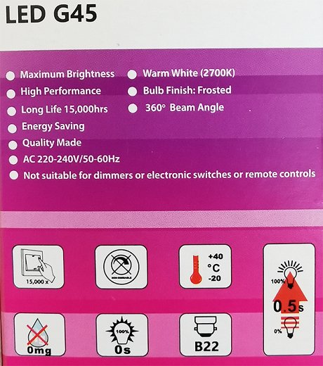 Sunlight Led G45 1W B22 Warm White Bayonet Light Bulb 1Pc
