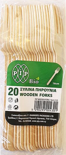 Pip Bio Wooden Forks 16cm 20Pcs