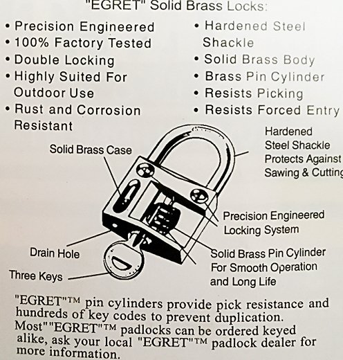 Egret Padlock With 3 Keys