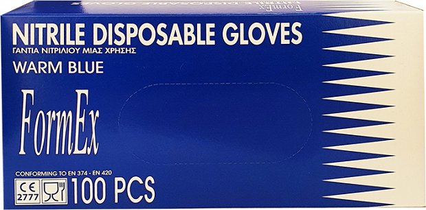 Formex Nitrile Disposable Gloves Warm Blue XLarge 100Pcs
