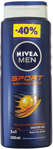Nivea Men Sport 24h Fresh Effect 3 In 1 Shower Gel 500ml -40%