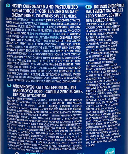 Gorilla Energy Drink Zero Sugar 500ml