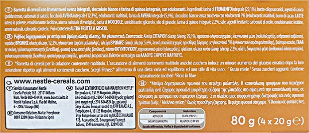 Nestle Fitness Fiber Honey Flavor Bars Χωρίς Προσθήκη Ζάχαρης 4x20g