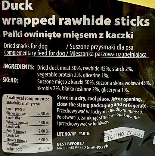 Hilton Super Dog Snacks Duck Wrapped Rawhide Sticks 100g
