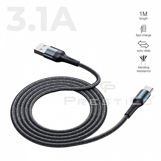 Prestico Fast Charging Data Usb Cable 3.1A Type C 1M 1Pc
