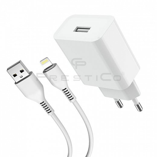 Prestico Usb Charger 2.1A Lightning PD Cable 1Τεμ