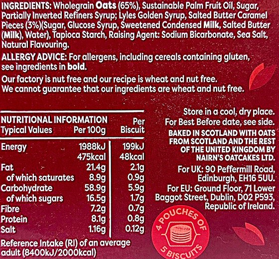 Nairns Oat Biscuits Salted Caramel 200g