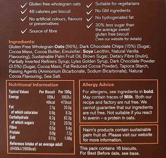 Nairns Biscuit Breaks Με Βρώμη & Κομματάκια Σοκολάτας Χωρίς Γλουτένη 160g
