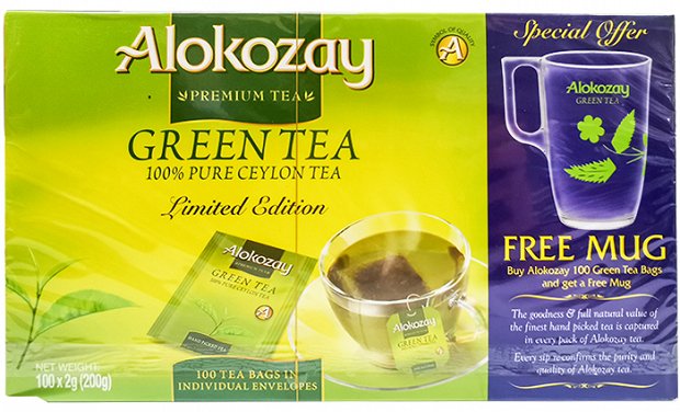 Alokozay Πράσινο Τσάι 100Τεμ + Δωρεάν Φλιτζάνι