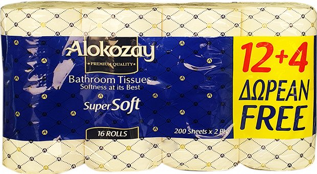Alokozay Super Soft Toilet Paper 12+4Pcs