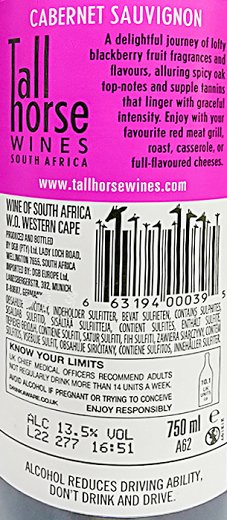 Tall Horse Wines South Africa Cabernet Sauvignon 750ml