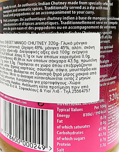 Pasco Sweet Mango Chutney 320g