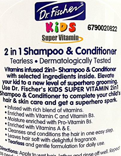 Dr Fischer Kids Super Vitamin 2 In 1 Shampoo Conditioner 500ml