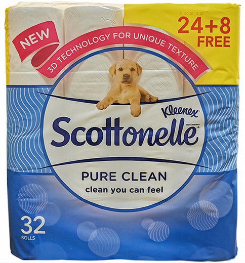 Kleenex Scottonelle Pure Clean Toilet Paper 24+8Pcs