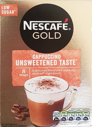 Nescafe Gold Cappuccino Unsweetened Taste Coffee 8 Sachets - 113.6g